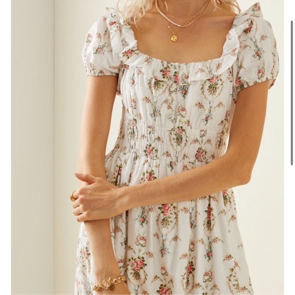 LoveShackFancy  Spring Terrence Floral-Print Cotton Midi Dress - Picture 2 of 13